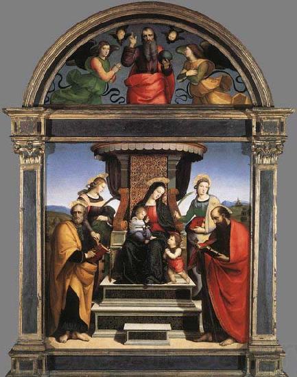 RAFFAELLO Sanzio Madonna and Child Enthroned with Saints France oil painting art